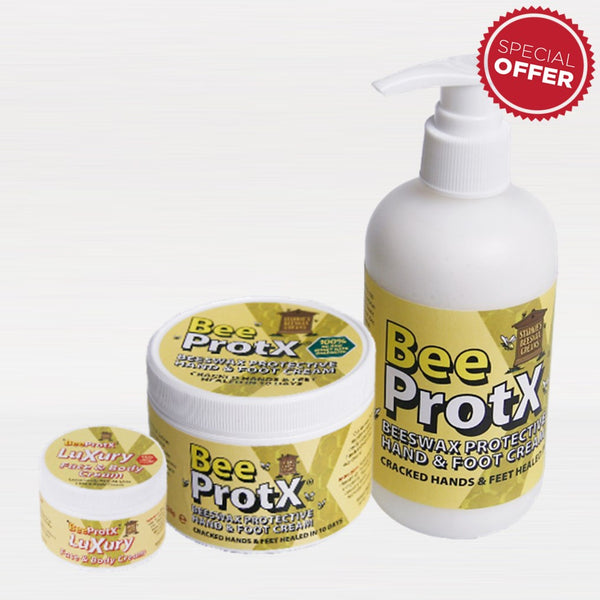 Set of BeeProtX Hand & Foot Cream Tub and Pumper with a Tub of Luxury Face & Body Cream
