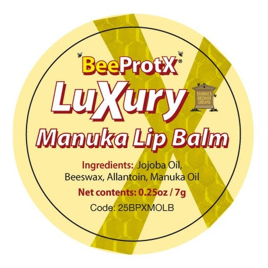 BeeProtX Manuka Lip Balm label