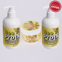 Set of 2 BeeProtX Hand & Foot Cream Pumpers and One Luxury Face and Body Cream Tub