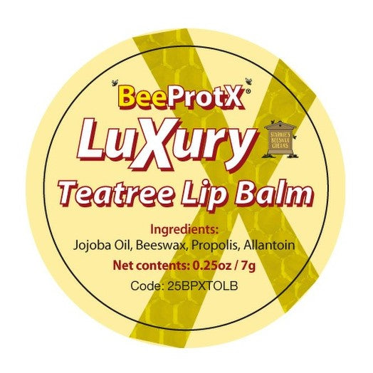 BeeProtX Teatree Lip Balm label
