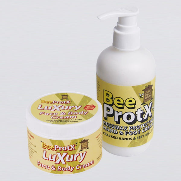 Set of 1 BeeProtX Hand & Foot Cream Pumper and 1 BeeProtX Face & Body Cream Tub